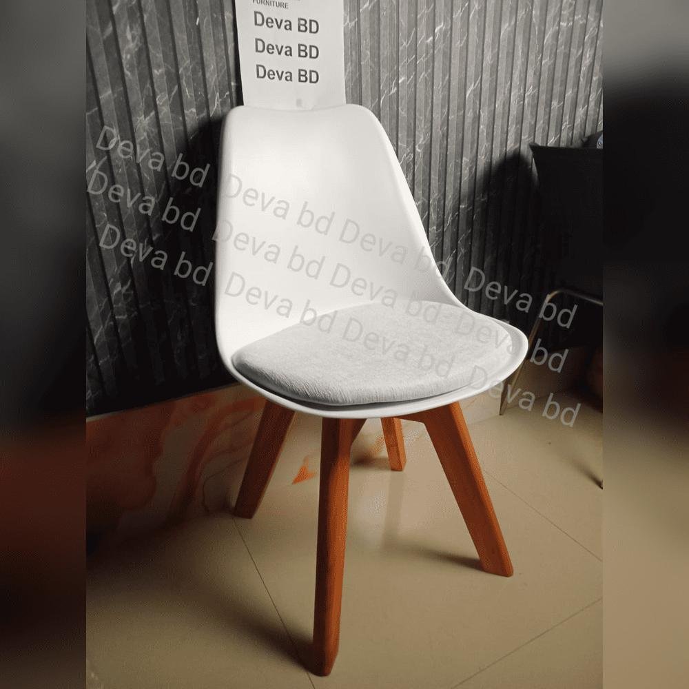Tulip Chair with PP Plastic Body, Velvet Seat and Mahogany Wooden Legs — ছবি 2