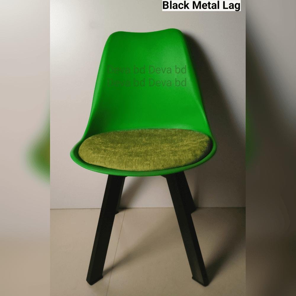 Tulip Chair with PP Plastic Body, Velvet Seat and Mahogany Wooden Legs — ছবি 3