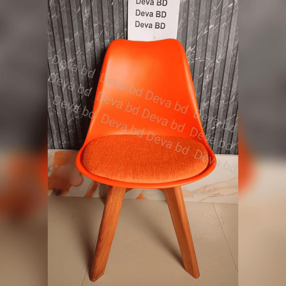 Tulip Chair with PP Plastic Body, Velvet Seat and Mahogany Wooden Legs — ছবি 3