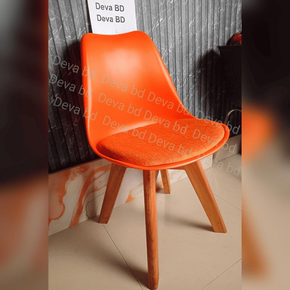 Tulip Chair with PP Plastic Body, Velvet Seat and Mahogany Wooden Legs — ছবি 2