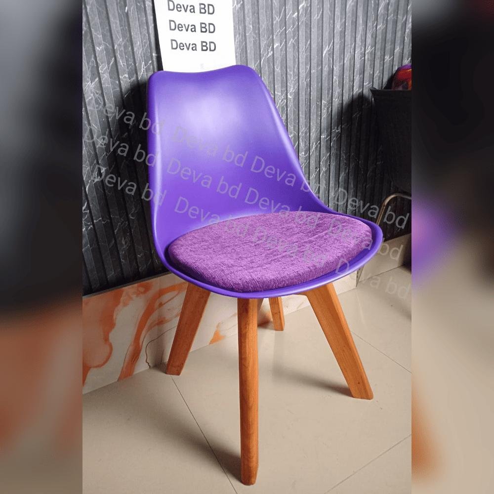 Tulip Chair with PP Plastic Body, Velvet Seat and Mahogany Wooden Legs — ছবি 2