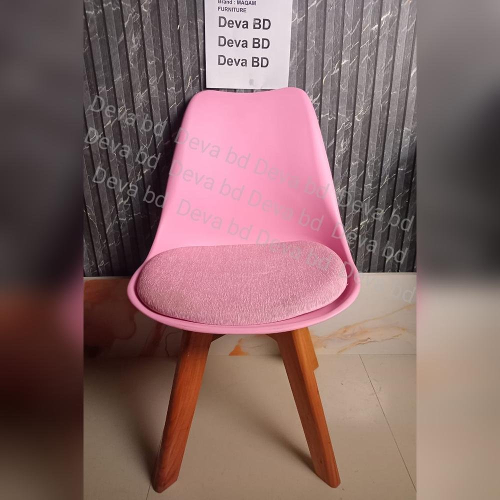 Tulip Chair with PP Plastic Body, Velvet Seat and Mahogany Wooden Legs — ছবি 3