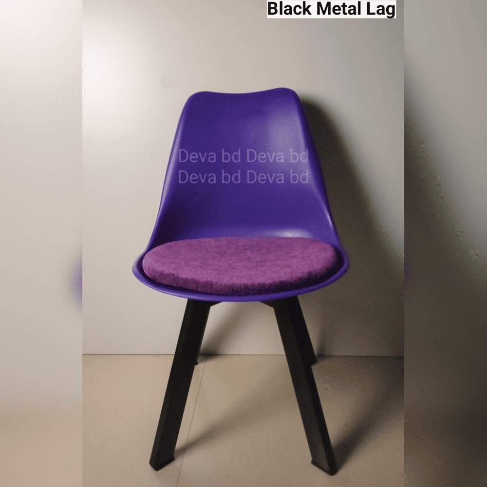 Tulip Chair with PP Plastic Body, Velvet Seat and Mahogany Wooden Legs — ছবি 3
