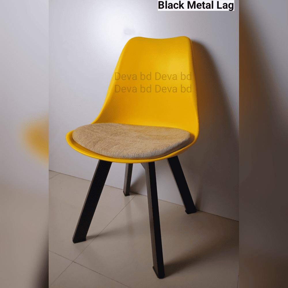 Tulip Chair with PP Plastic Body, Velvet Seat and Mahogany Wooden Legs — ছবি 2