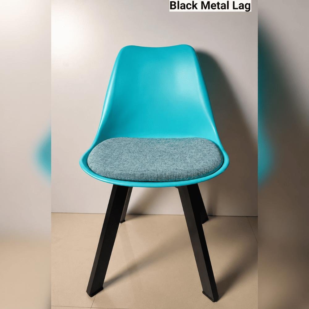 Tulip Chair with PP Plastic Body, Velvet Seat and Mahogany Wooden Legs — ছবি 3