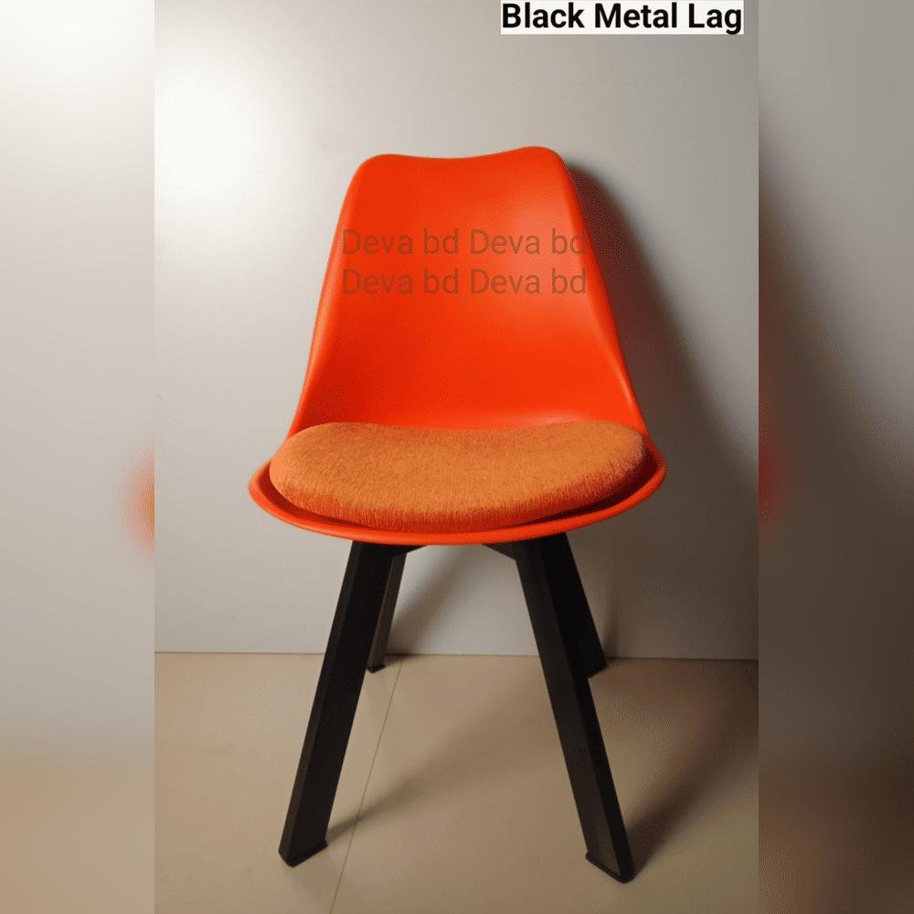 Tulip Chair with PP Plastic Body, Velvet Seat and Mahogany Wooden Legs — ছবি 3