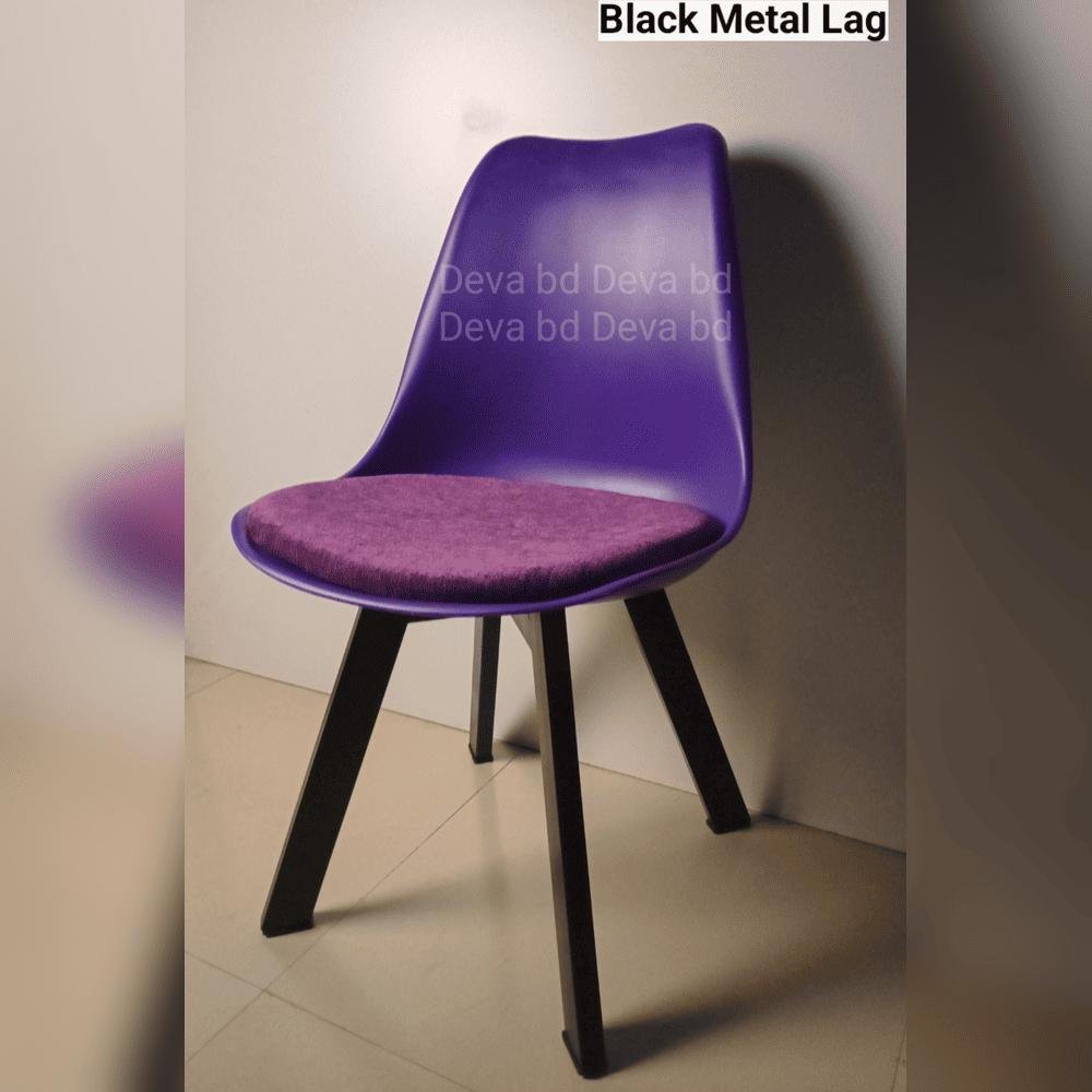 Tulip Chair with PP Plastic Body, Velvet Seat and Mahogany Wooden Legs — ছবি 2