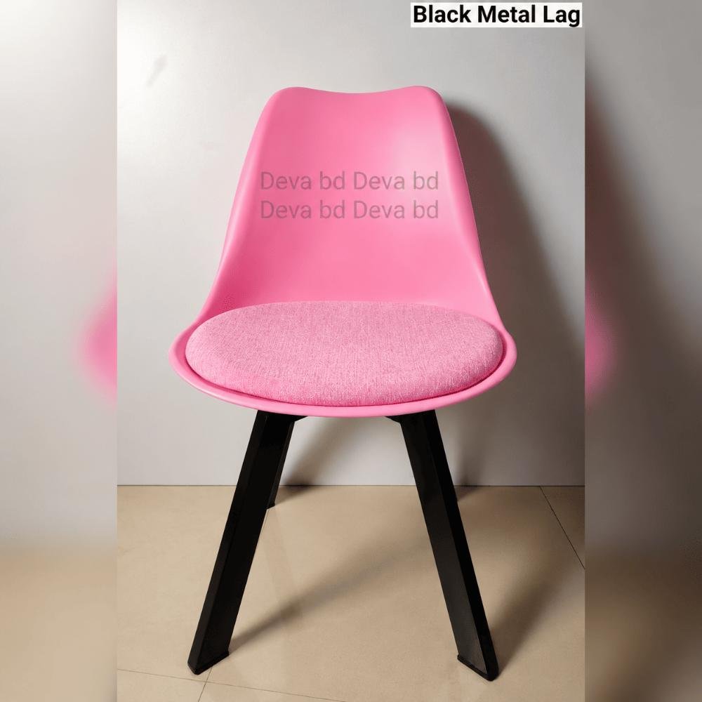 Tulip Chair with PP Plastic Body, Velvet Seat and Mahogany Wooden Legs — ছবি 3