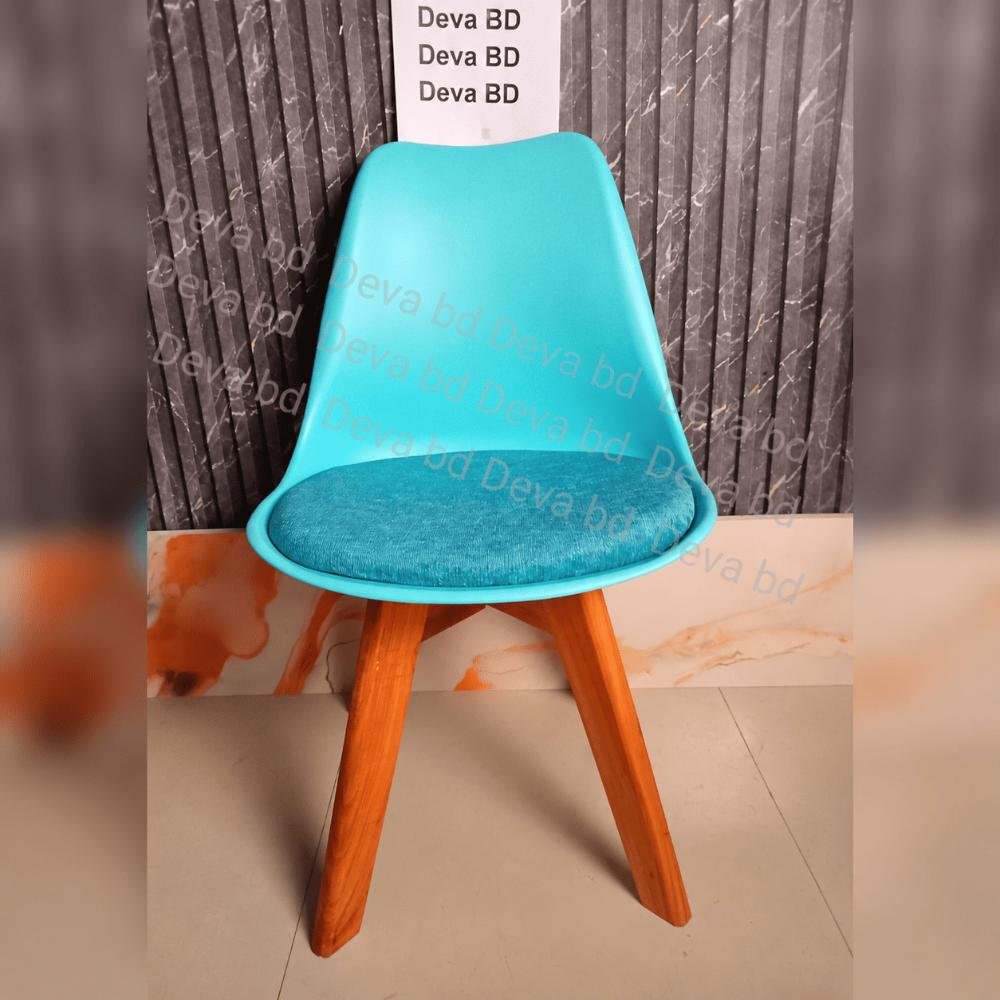 Tulip Chair with PP Plastic Body, Velvet Seat and Mahogany Wooden Legs — ছবি 3
