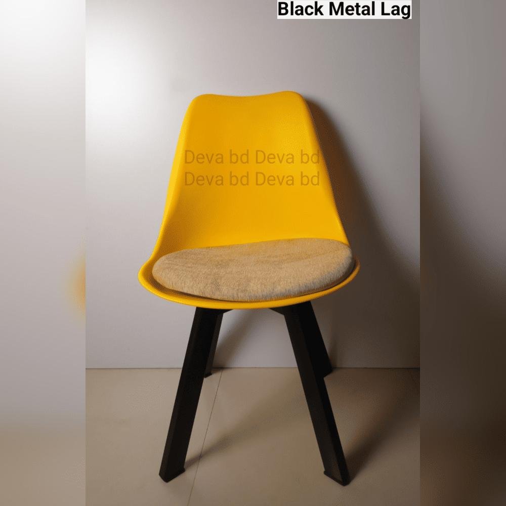 Tulip Chair with PP Plastic Body, Velvet Seat and Mahogany Wooden Legs — ছবি 3
