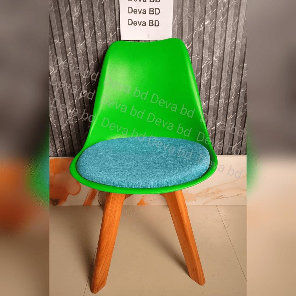 Tulip Chair with PP Plastic Body, Velvet Seat and Mahogany Wooden Legs — ছবি 19