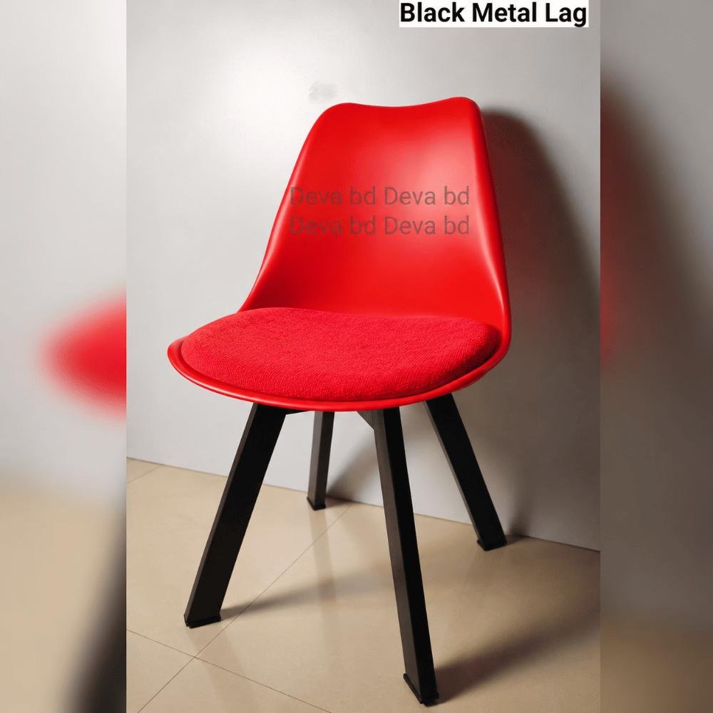 Tulip Chair with PP Plastic Body, Velvet Seat and Mahogany Wooden Legs — ছবি 2