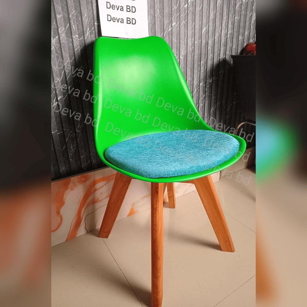 Tulip Chair with PP Plastic Body, Velvet Seat and Mahogany Wooden Legs — ছবি 18