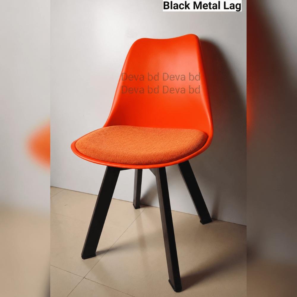 Tulip Chair with PP Plastic Body, Velvet Seat and Mahogany Wooden Legs — ছবি 2