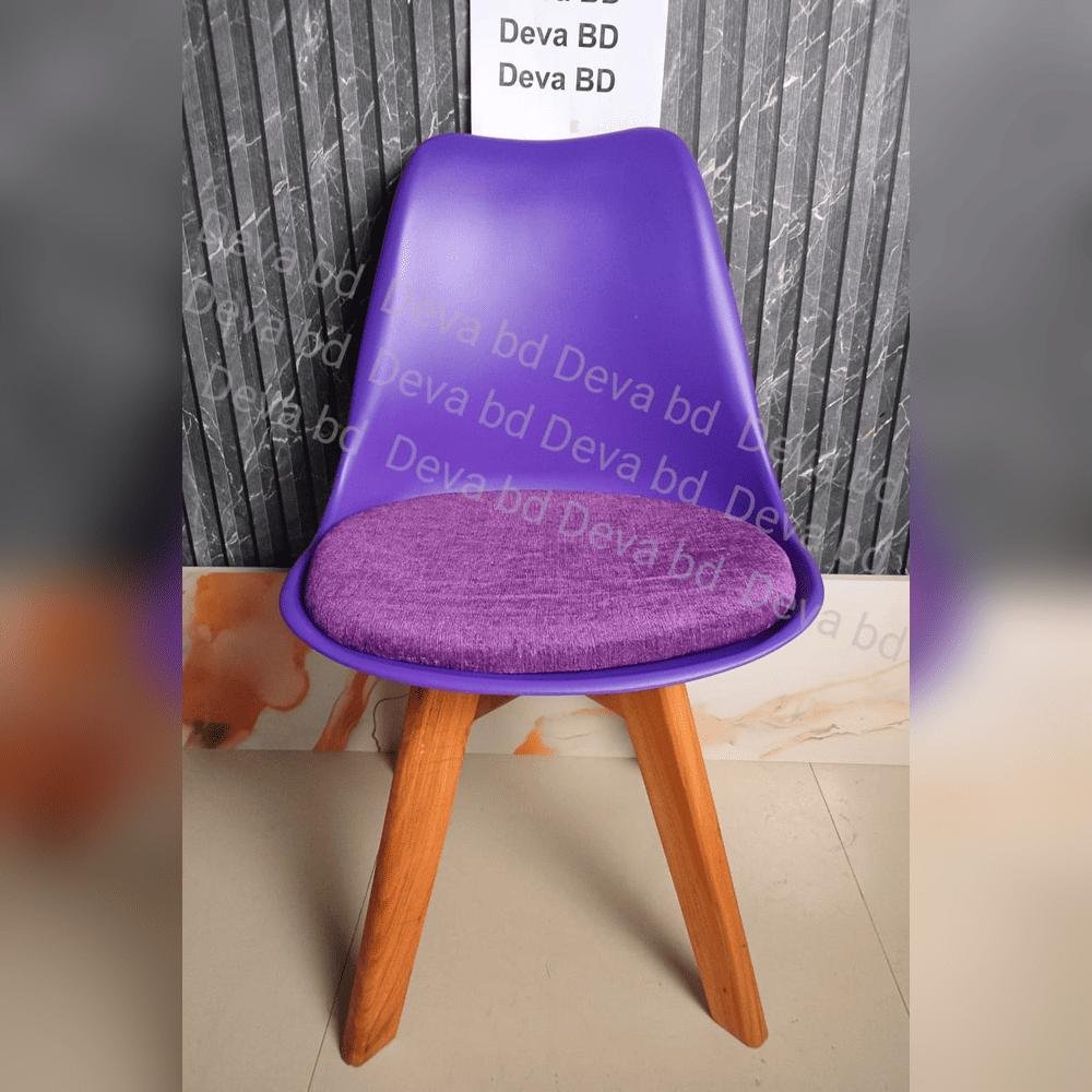 Tulip Chair with PP Plastic Body, Velvet Seat and Mahogany Wooden Legs — ছবি 3