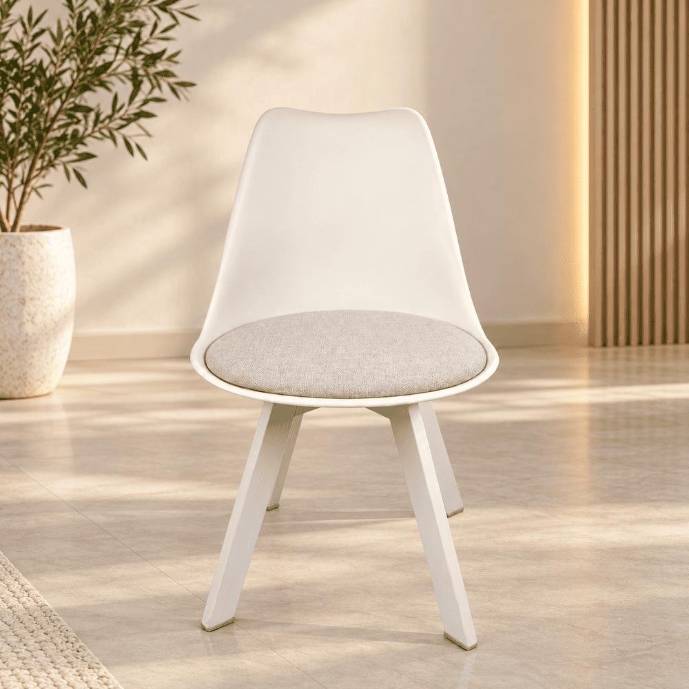 Tulip Chair with PP Plastic Body, Velvet Seat and Mahogany Wooden Legs