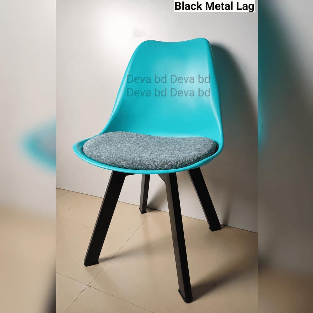 Tulip Chair with PP Plastic Body, Velvet Seat and Mahogany Wooden Legs — ছবি 2