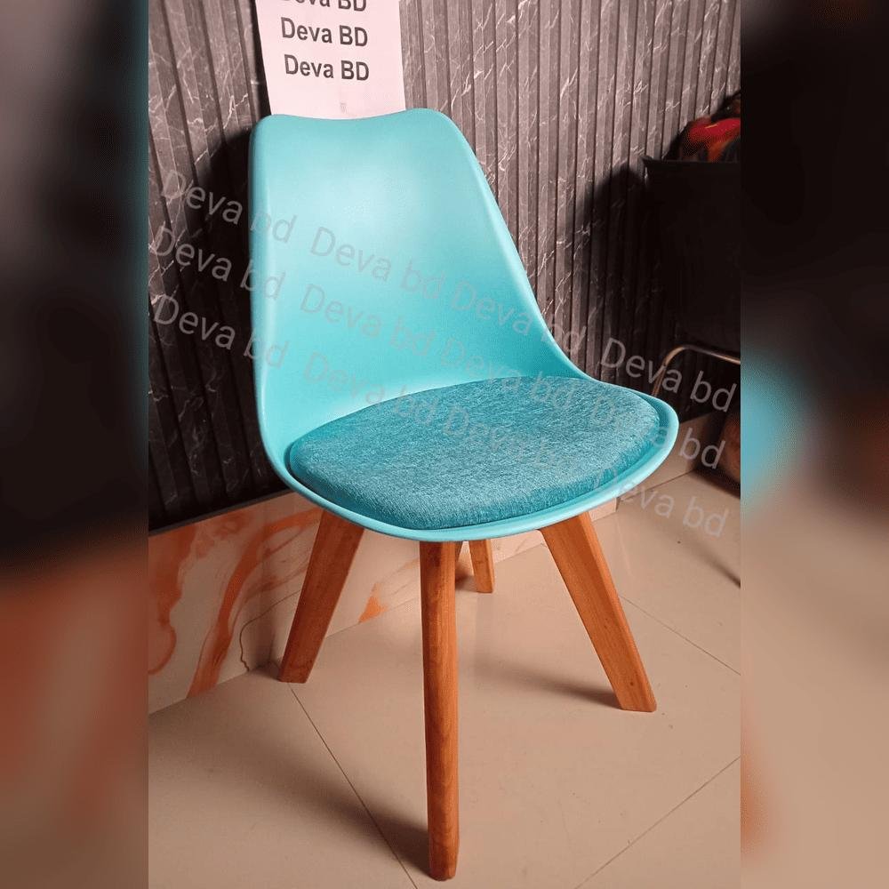 Tulip Chair with PP Plastic Body, Velvet Seat and Mahogany Wooden Legs — ছবি 2