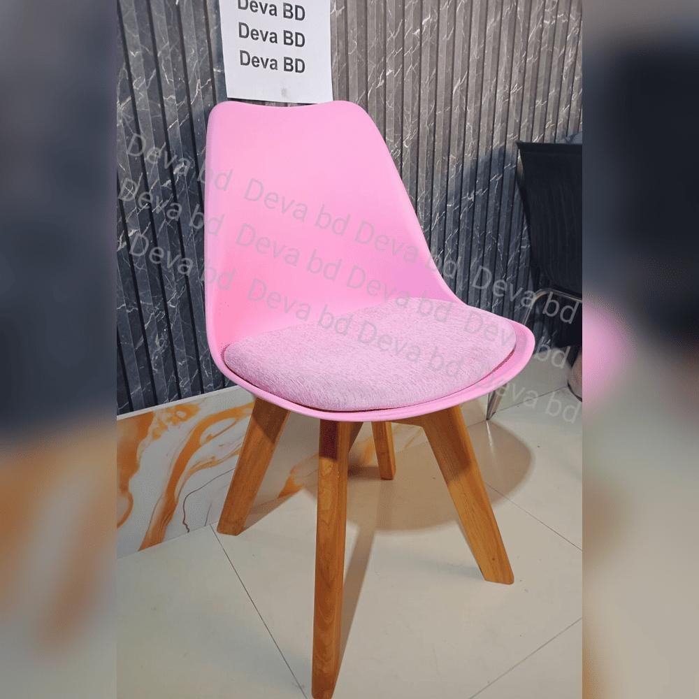 Tulip Chair with PP Plastic Body, Velvet Seat and Mahogany Wooden Legs — ছবি 2
