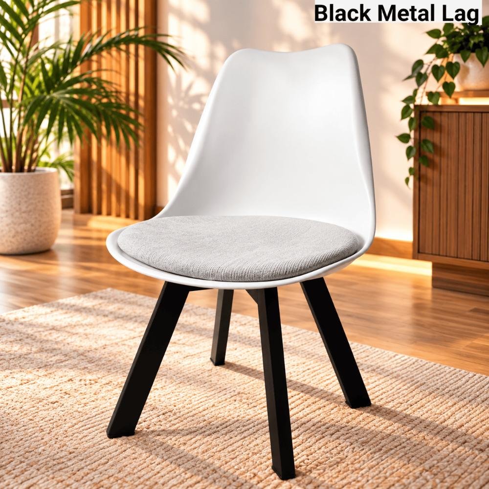 Tulip Chair with PP Plastic Body, Velvet Seat and Mahogany Wooden Legs