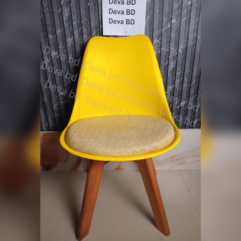 Tulip Chair with PP Plastic Body, Velvet Seat and Mahogany Wooden Legs — ছবি 3