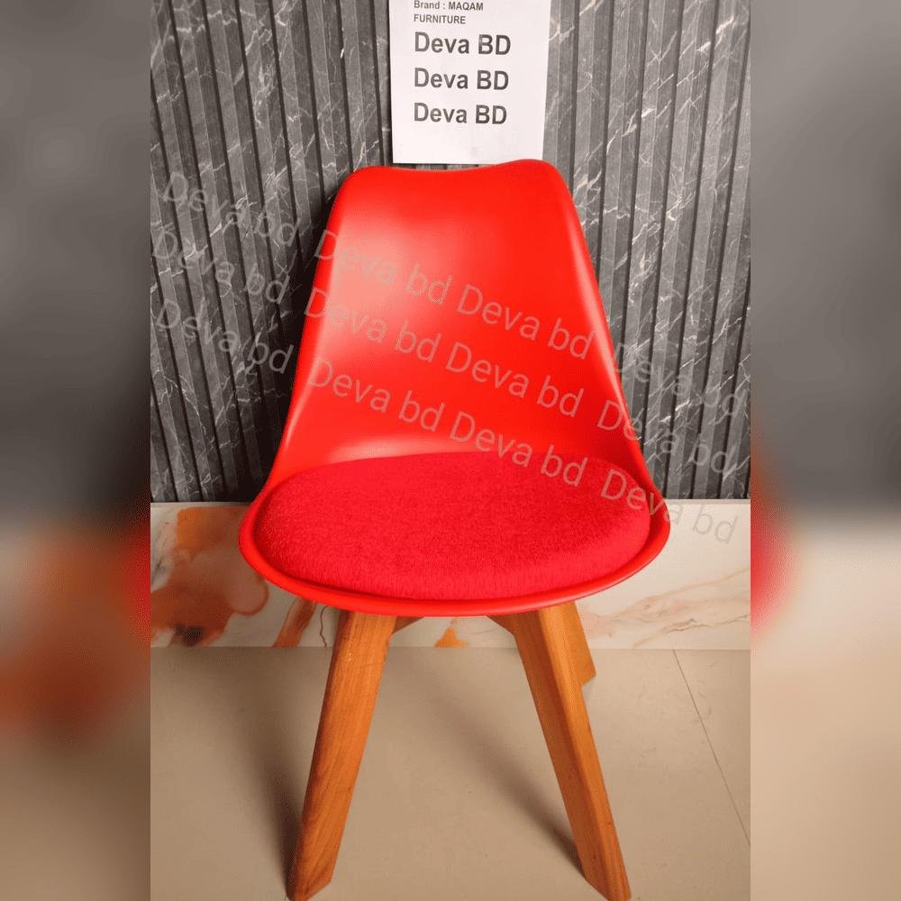 Tulip Chair with PP Plastic Body, Velvet Seat and Mahogany Wooden Legs — ছবি 2