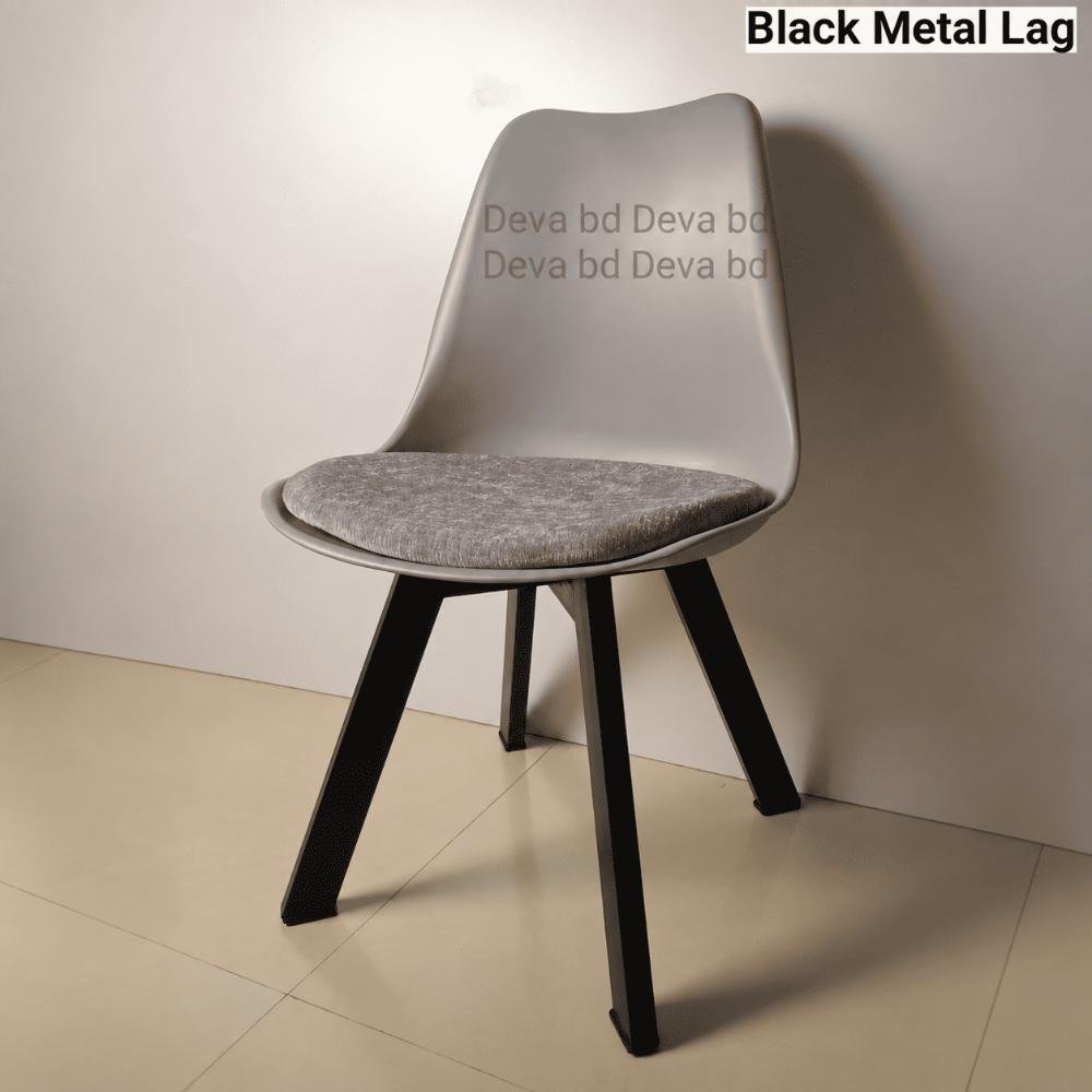 Tulip Chair with PP Plastic Body, Velvet Seat and Mahogany Wooden Legs — ছবি 2
