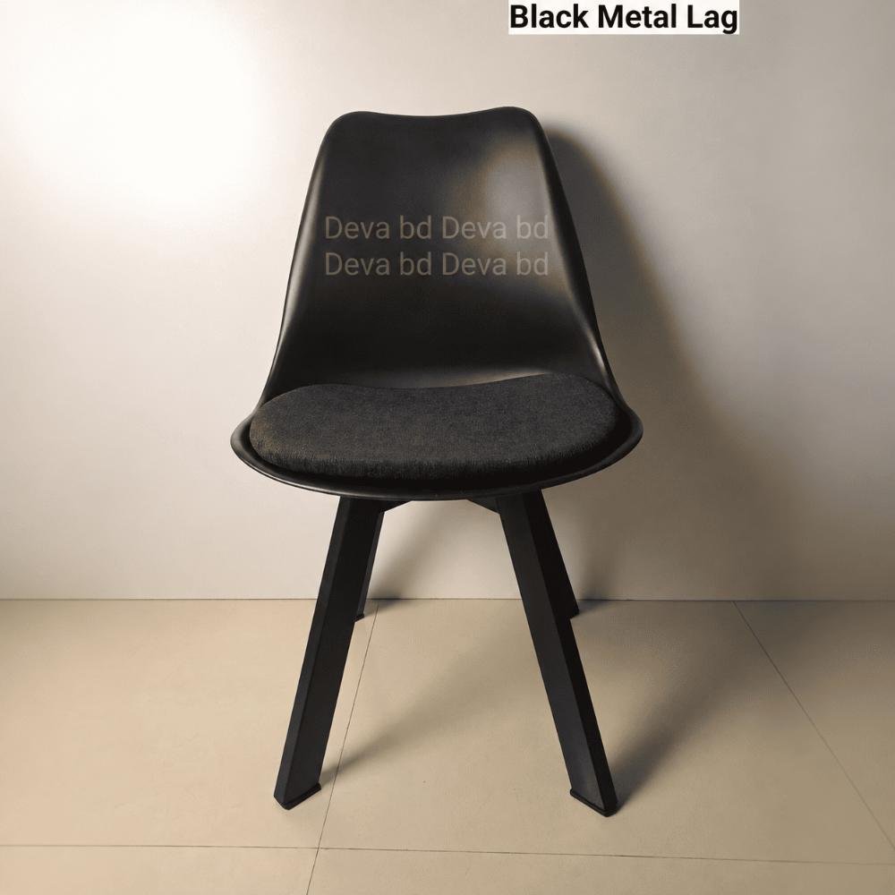 Tulip Chair with PP Plastic Body, Velvet Seat and Mahogany Wooden Legs — ছবি 3