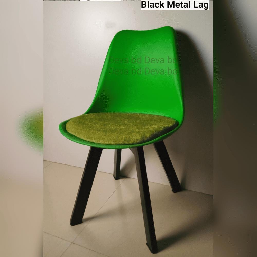 Tulip Chair with PP Plastic Body, Velvet Seat and Mahogany Wooden Legs — ছবি 2