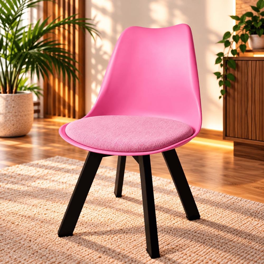 Tulip Chair with PP Plastic Body, Velvet Seat and Mahogany Wooden Legs