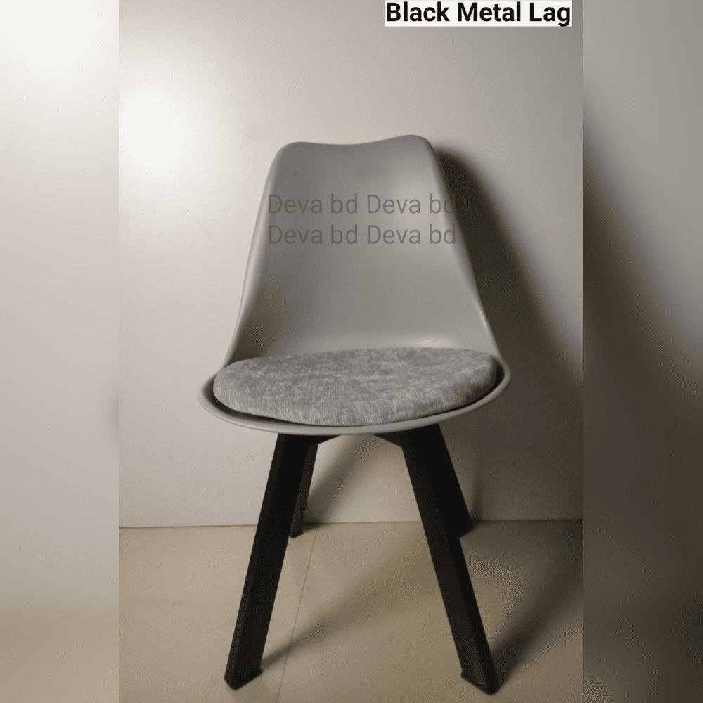 Tulip Chair with PP Plastic Body, Velvet Seat and Mahogany Wooden Legs — ছবি 3