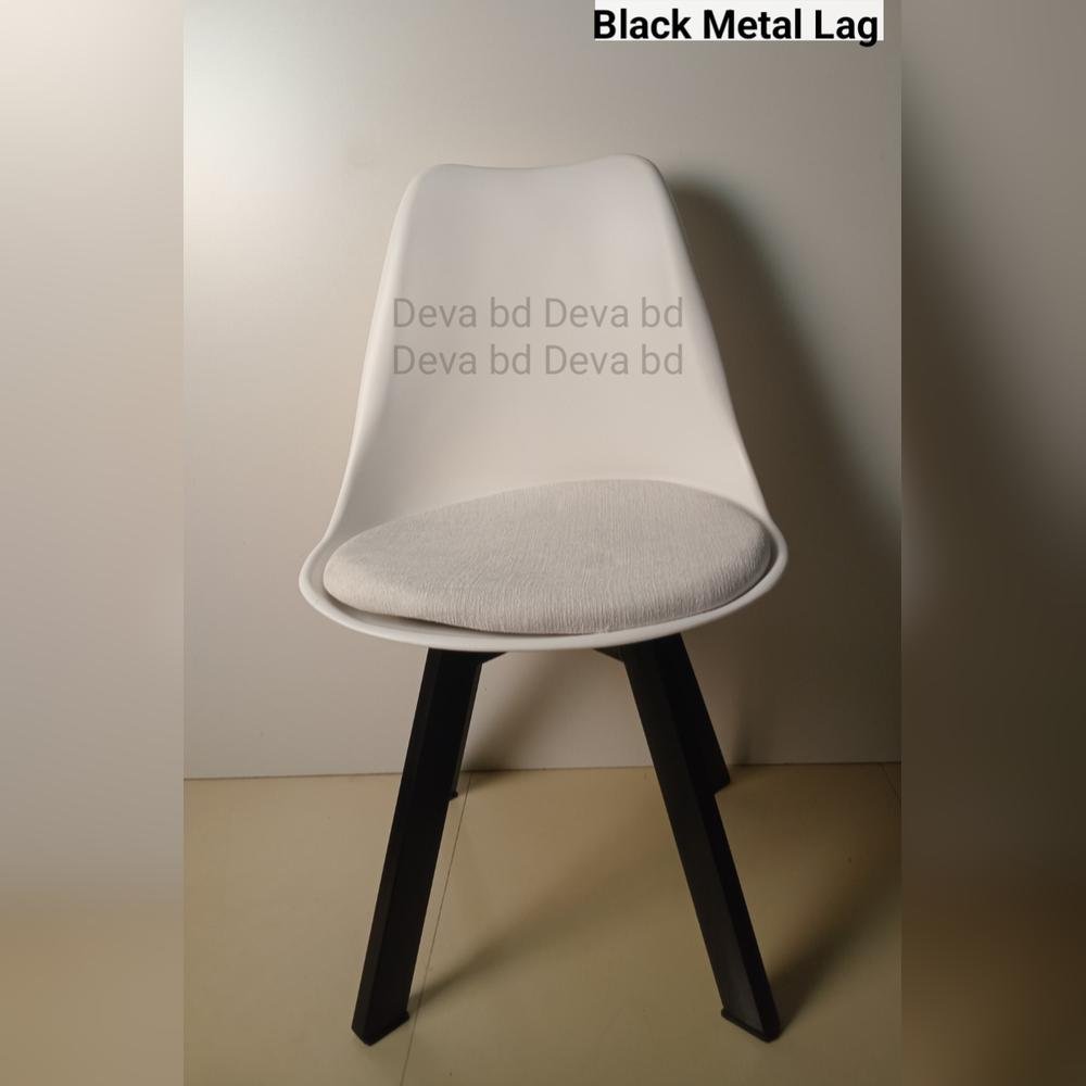 Tulip Chair with PP Plastic Body, Velvet Seat and Mahogany Wooden Legs — ছবি 3