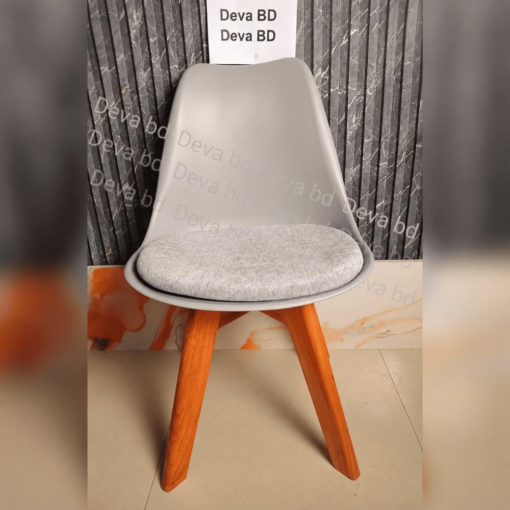 Tulip Chair with PP Plastic Body, Velvet Seat and Mahogany Wooden Legs — ছবি 3