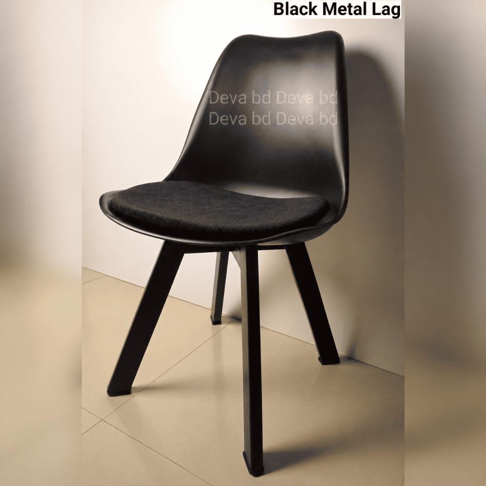 Tulip Chair with PP Plastic Body, Velvet Seat and Mahogany Wooden Legs — ছবি 2