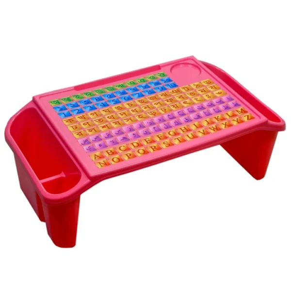 22" Children's Study Table Baby Snack Table Storage Box, Writing Plastic bay Table Arabic with Alphabet pink